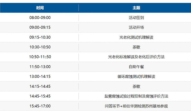 蘇州材料老化及腐蝕測試技術(shù)研討會日程安排